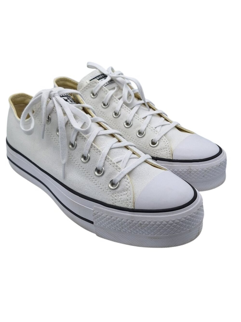 Converse All Star Women's Off White Canvas Low Top Platform Sneakers SZ 7